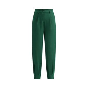 High Waisted Casual Green Trouser