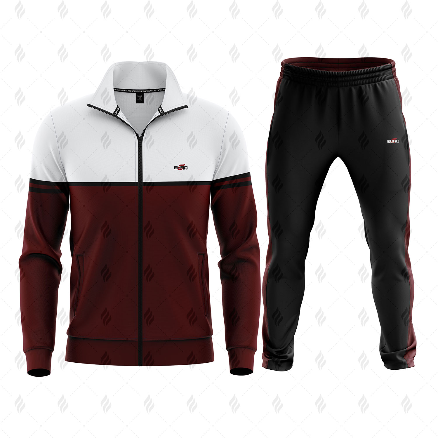 Men’s Slim Fit Zip-Up Polyester Performance Sports Athletic Gym Training Casual Custom Tracksuit Set