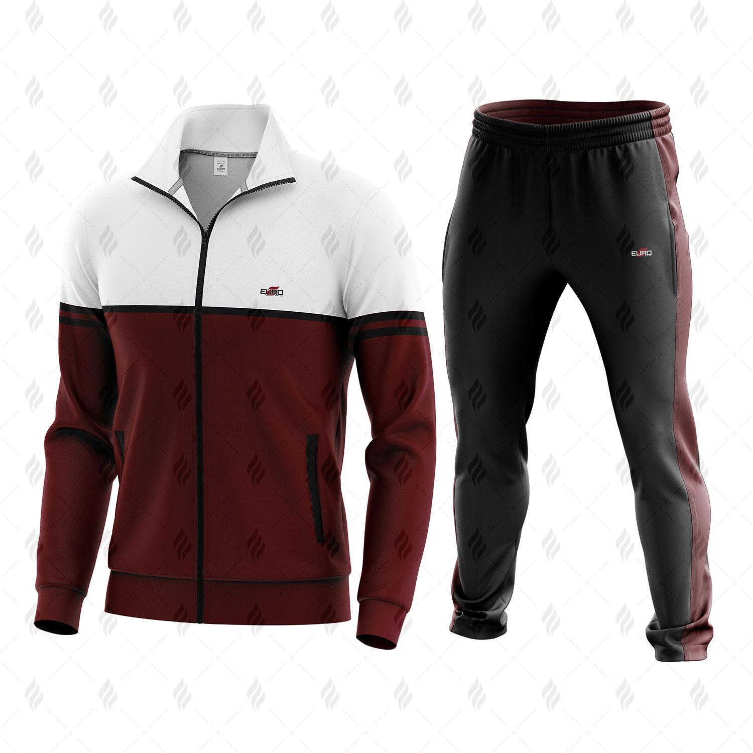Men’s Slim Fit Zip-Up Polyester Performance Sports Athletic Gym Training Casual Custom Tracksuit Set - Image 3
