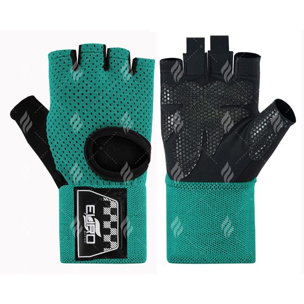 Teal Ventilated Workout Gloves Solid