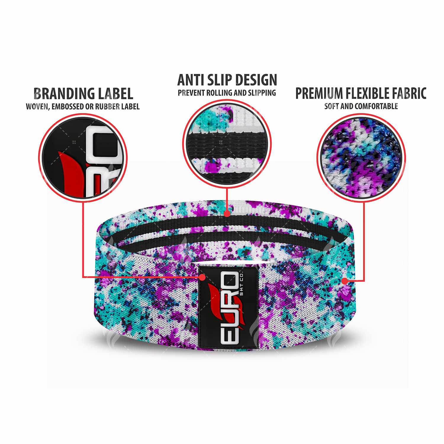 Elastic Booty Fitness Workout Custom Logo Exercise Tpe Hip Bands Resistance Bands Set Loop Bands Yoga Gym For Sports - Image 3