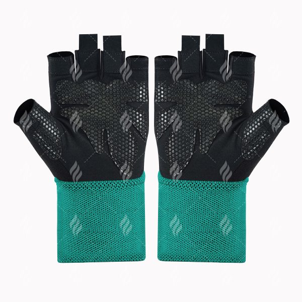 Teal Ventilated Workout Gloves Solid - Image 5