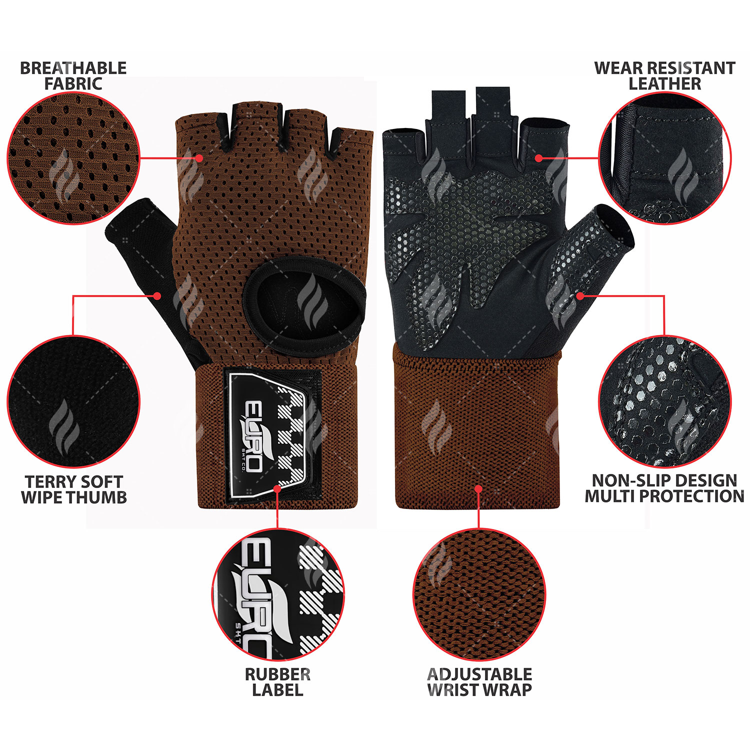 Wholesale High Quality Ventilated Shock Absorbing Silicon Padded Weight Lifting Gloves Workout Gloves With Elastic Wrist Wraps - Image 6