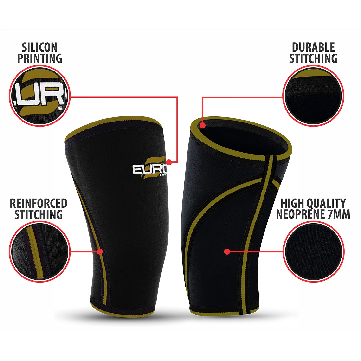 High Quality Gym Powerlifting 7mm Weightlifting Compression Knee Pad Support Elbow Brace Neoprene Knee Sleeves - Image 6