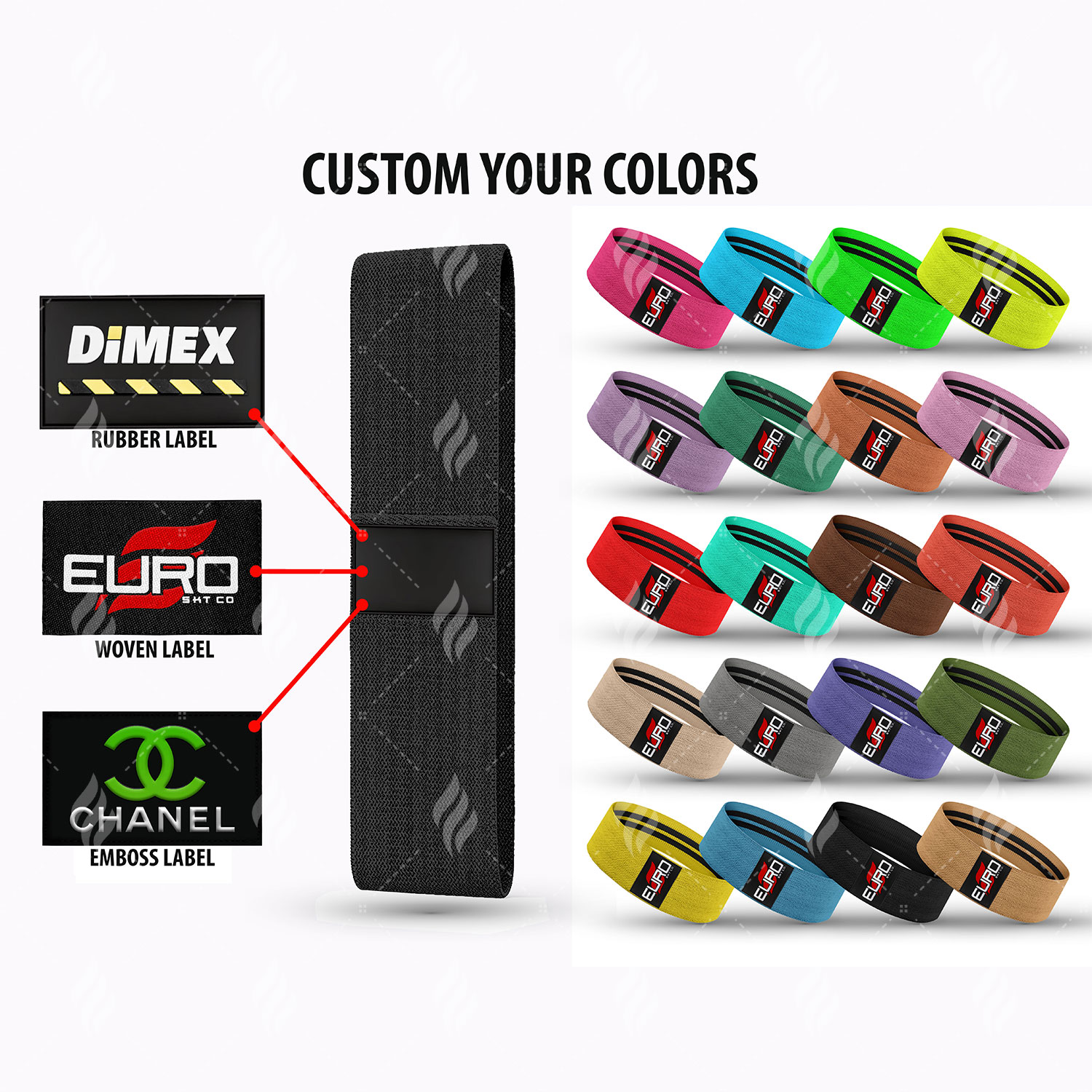 Custom Logo Elastic Fabric Latex Marble Yoga Gym Fitness Bands Set Hip Resistance Band For Leg Booty Glute Strength Exercise - Image 6