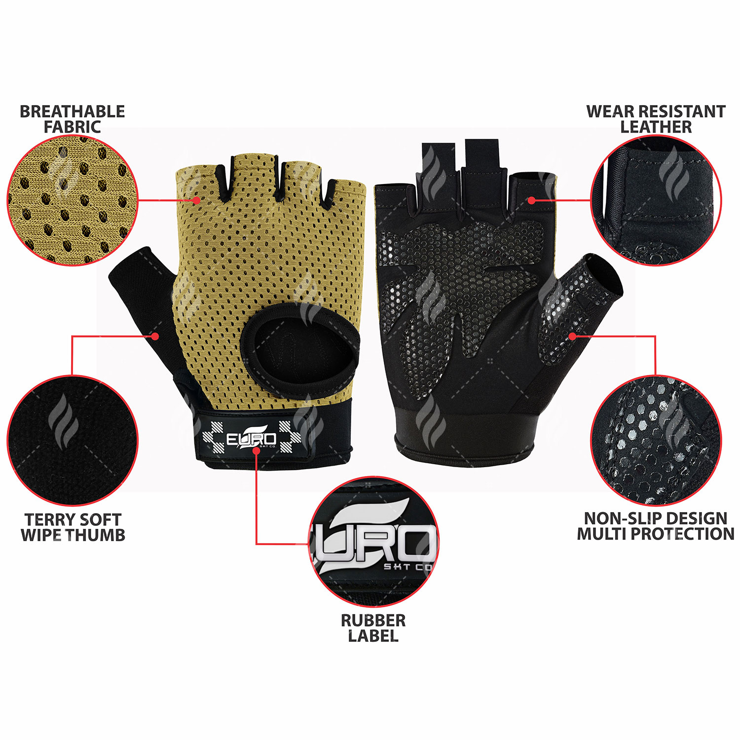 Men's High Quality Leather Gym Gloves with Built-In Wrist Support Padded Palm Fitness Gloves for Outdoor Sports - Image 6