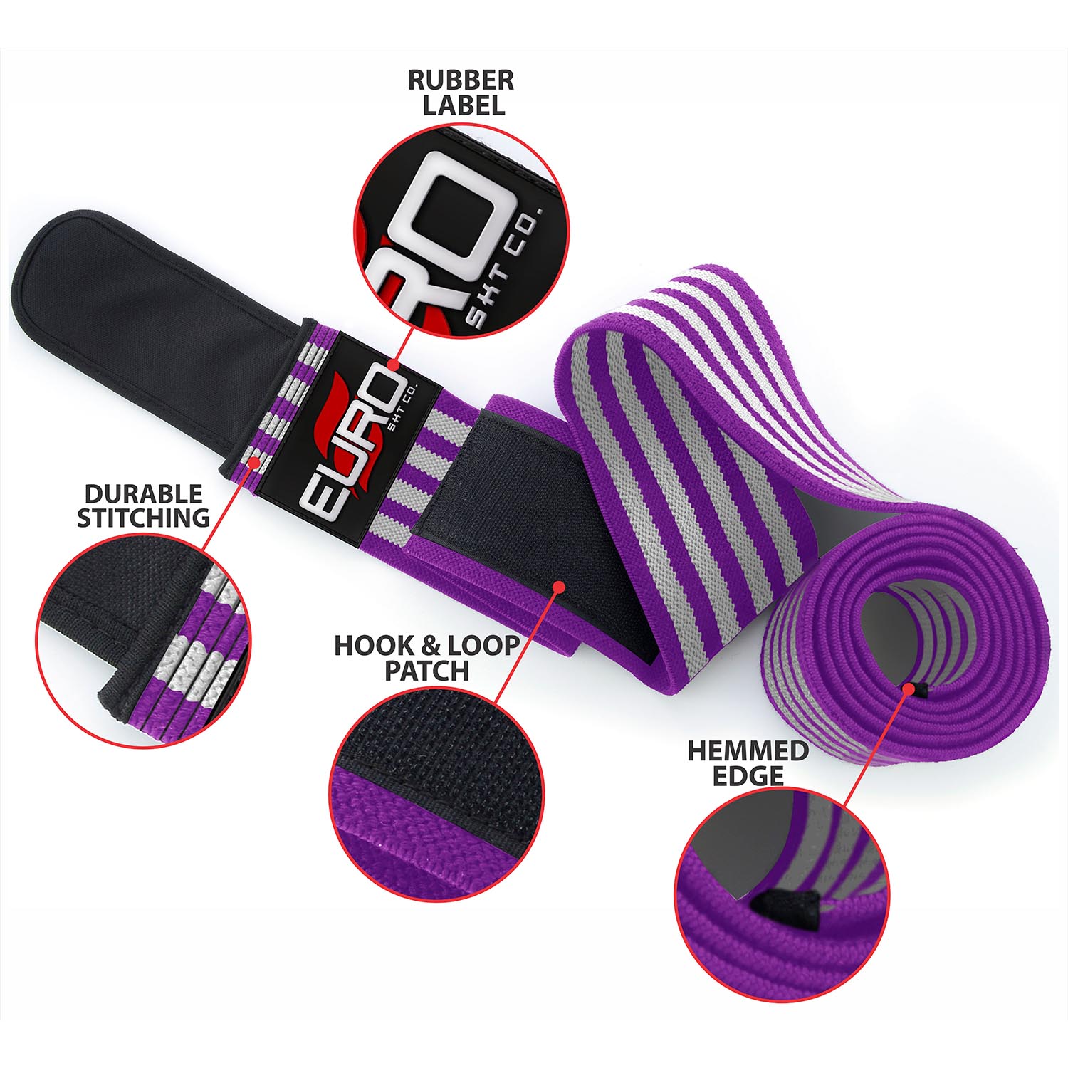 Gym Support Knee Wraps Adjustable Compression for Heavy Training - Image 6