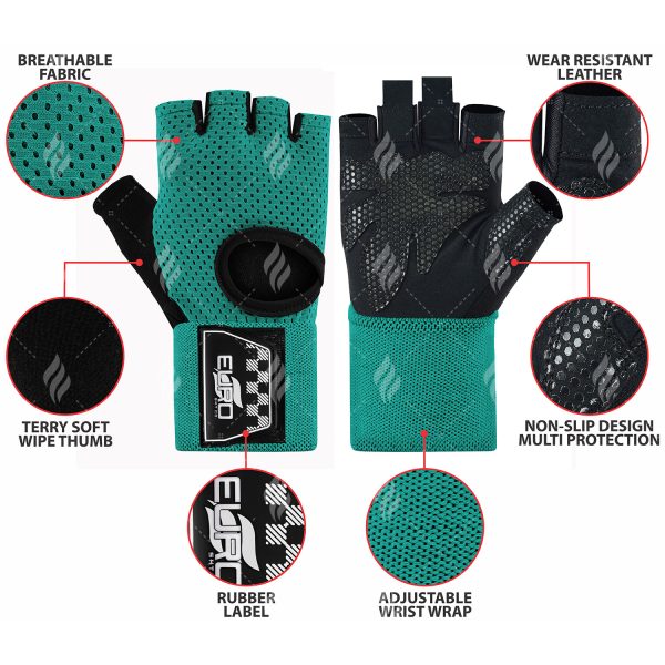 Teal Ventilated Workout Gloves Solid - Image 6