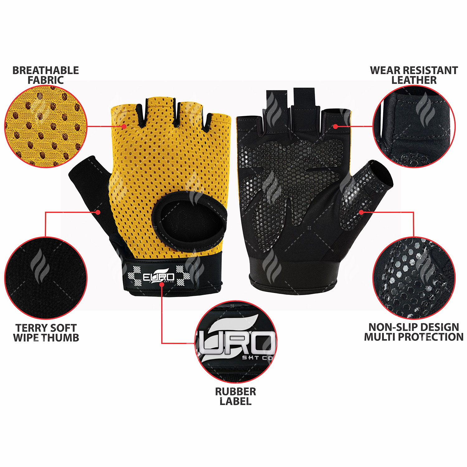 Hot Sale Non-Slip Breathable Full Palm Workout Protection Fitness Sport Adjustable Wrist Support Weight Lifting Gym Gloves - Image 6