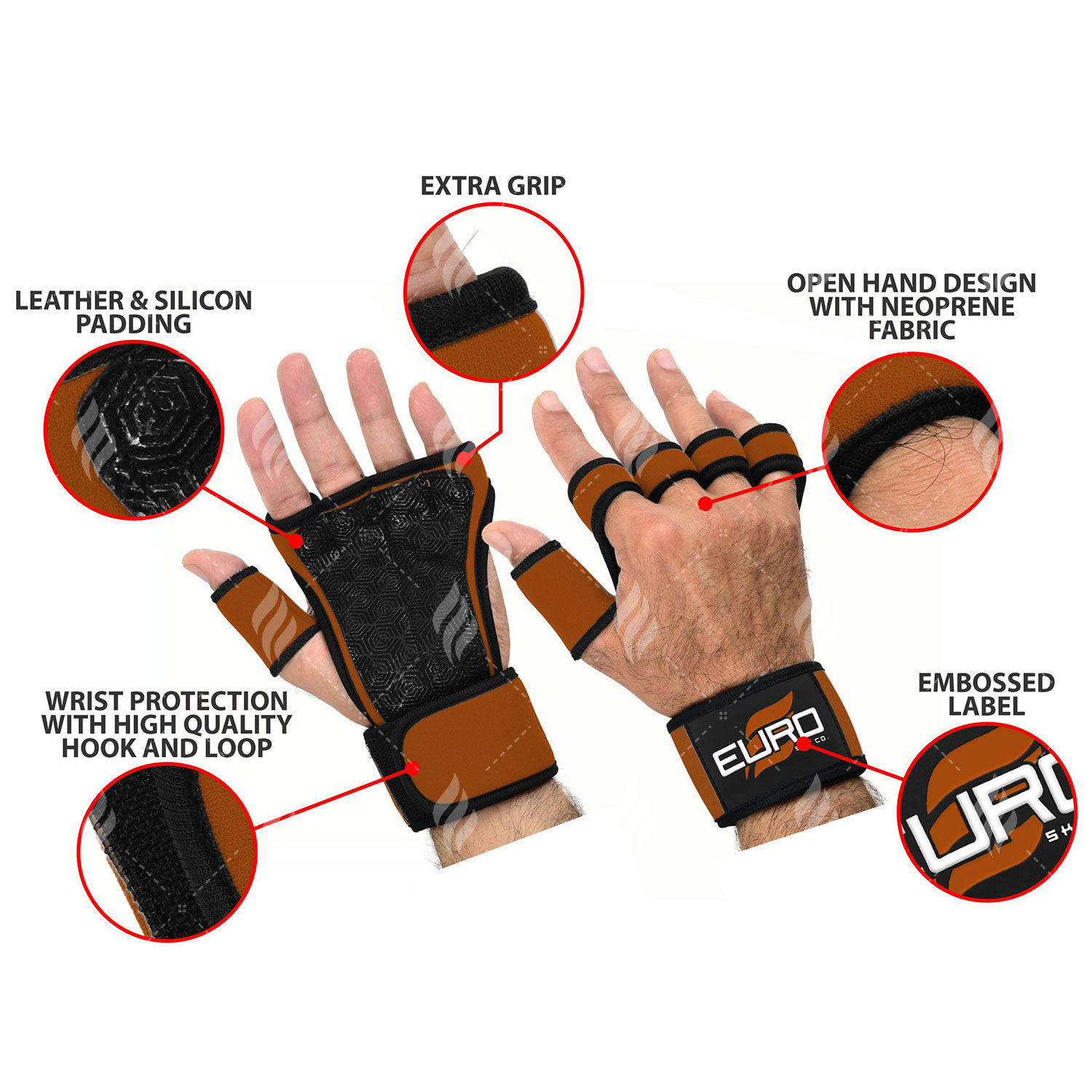 Weightlifting Gloves Gym Fitness Workout Training Gloves Made With Leather Neoprene Anti Slip Gym Gloves for Unisex - Image 6
