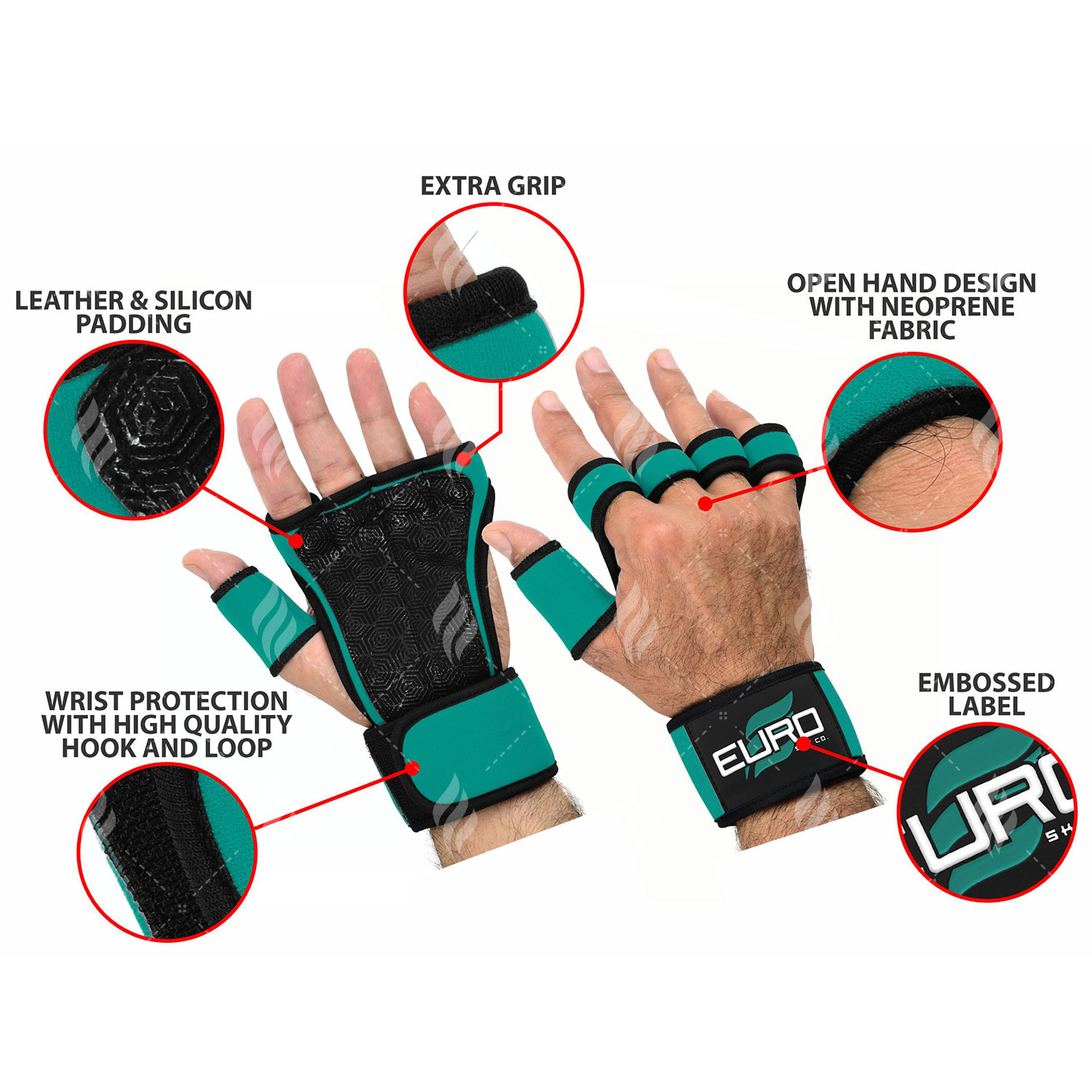 Top Sale Custom Men's Neoprene Gym Gloves with Wrist Support for Weightlifting Workout - Image 6