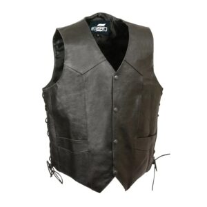 Men Classical Vintage Motorbike Sleeveless Genuine Cow Hide Leather Vest